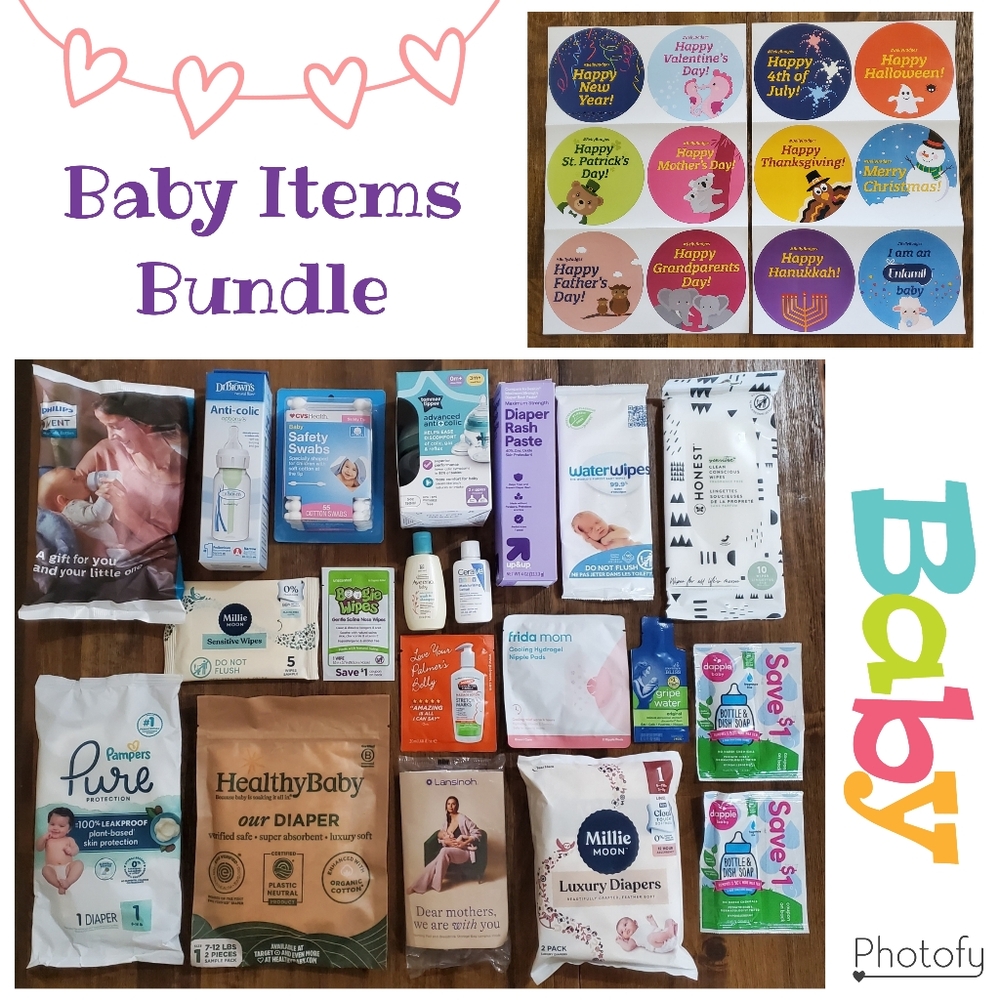 20+ Baby Items Bundle - Diapers / Wipes / Bottles / Swabs / Shampoo / Wash / Etc